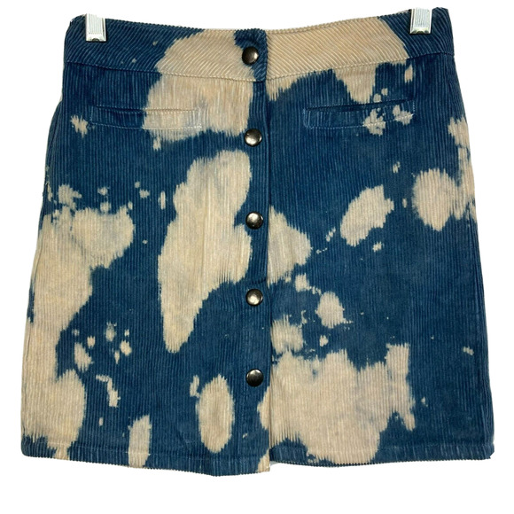 PPLA Peoples Project LA Skirt Girls Sz M 10 12 Blue White Bleached Corduroy Snap - Picture 1 of 7